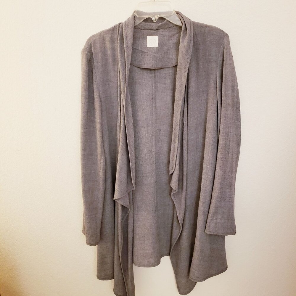 DB Life by Dana Buchman Grey Open Front Lightweight Wool Blend Jacket Size L EUC